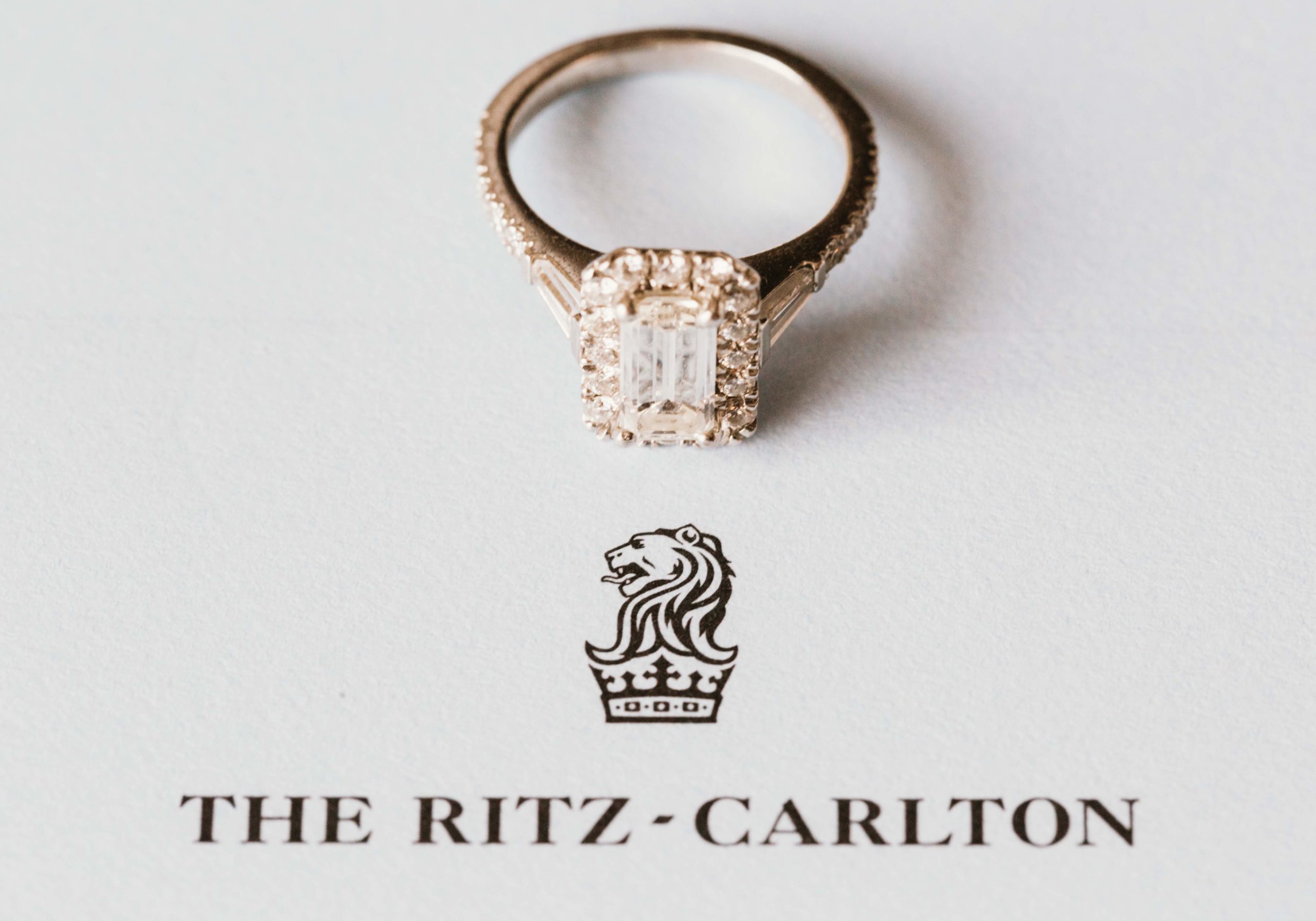 Emerald Cut Diamond Engagegment Ring Ritz Carlton Chicago Wedding