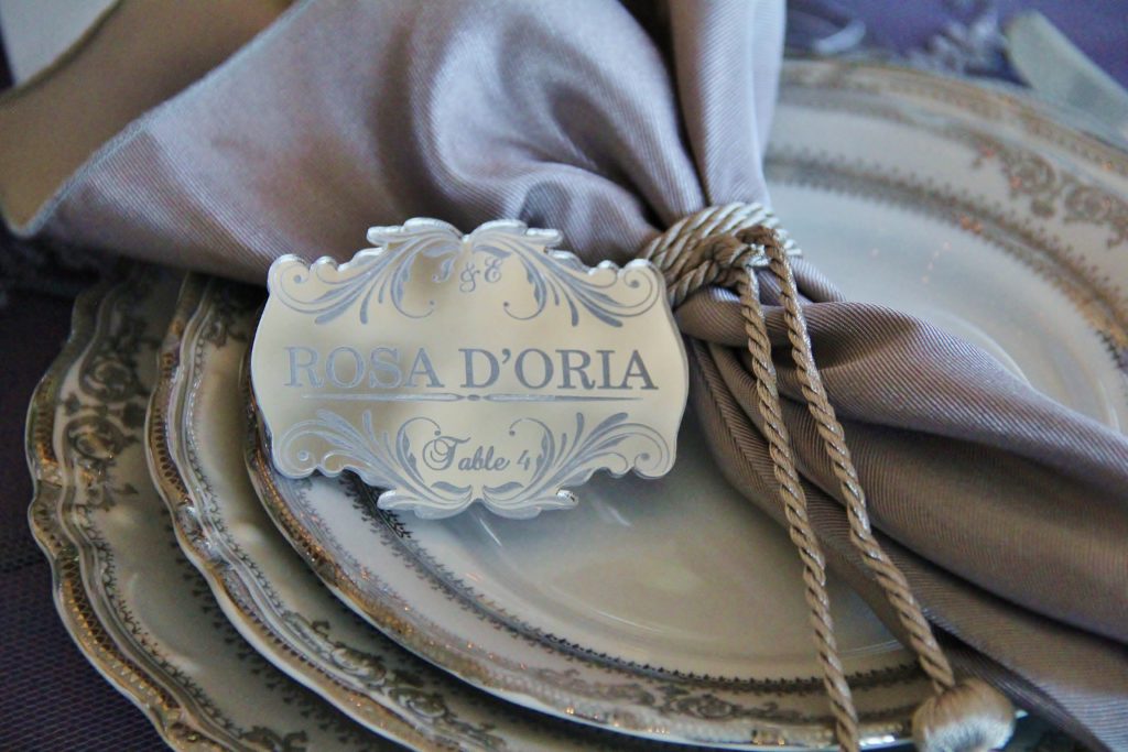 Venetian Mirror Placecard on placesetting