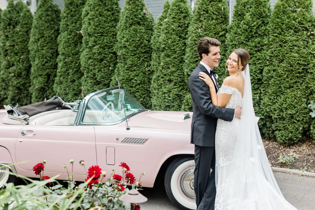 Bride and Groom with Pink Thunderbird