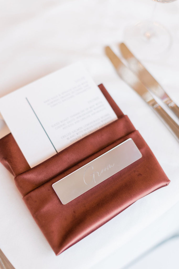 Velvet napkin and menu card