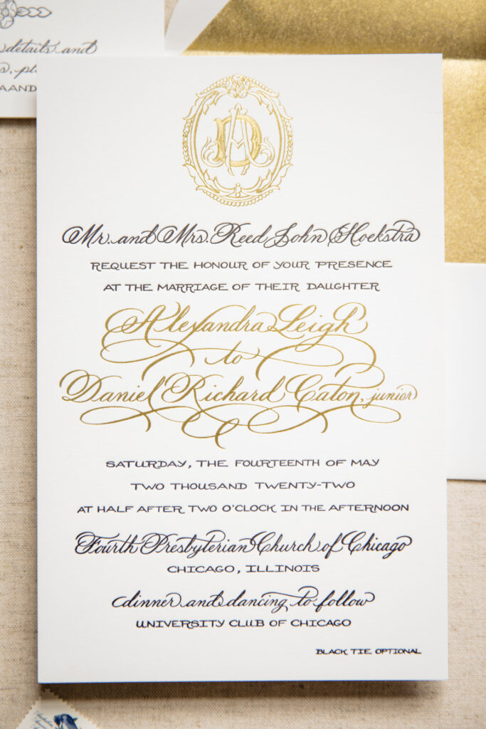 Golf foil wedding invitation